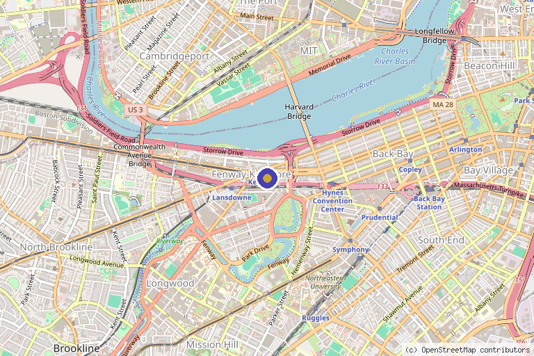 Map showing the location of Lounge Aesthetics in Boston, MA