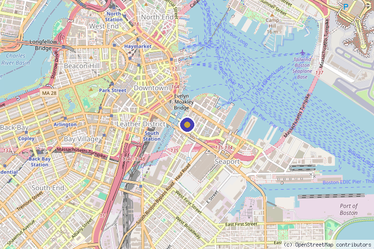 Map showing the location of Cosmetic And Laser Center Botox Clinic in Boston, MA