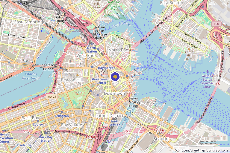 Map showing the location of Boston Medical Aesthetics in Boston, MA