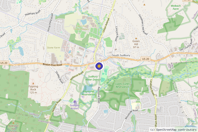 Map showing the location of Sudbury Med Spa in Sudbury, MA
