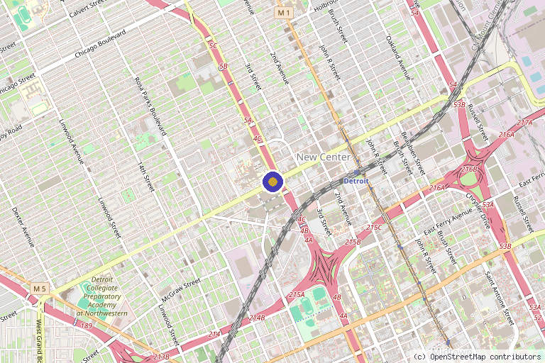 Map showing the location of Shatha Y Farhan, MD in Detroit, MI