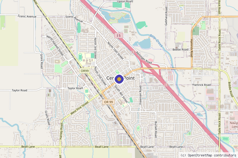 Map showing the location of Southern Oregon Wellness Clinic in Central Point, OR