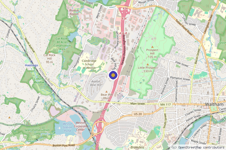 Map showing the location of 810 MS Specialty Center in Waltham, MA