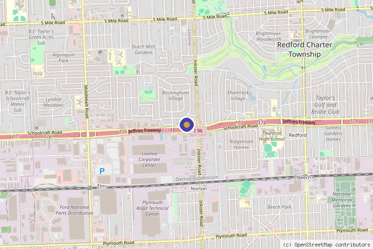 Map showing the location of SunDRIP IV Therapy and Wellness Center in Livonia, MI