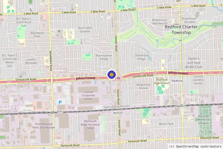 Map showing the location of Occupational Care Services LLC in Livonia, MI