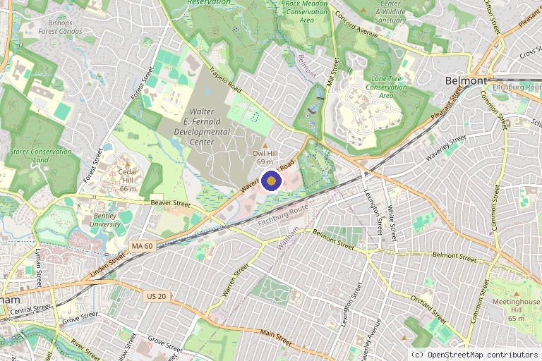 Map showing the location of Finesse Cosmetic Surgery in Waltham, MA