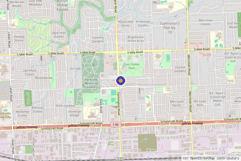 Map showing the location of Medical Aesthetic Center in Livonia, MI