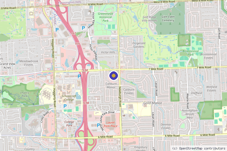 Map showing the location of Art of Dermatology - Livonia in Livonia, MI