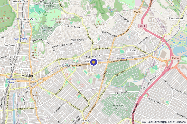 Map showing the location of Revive Medical Aesthetics & Wellness in Malden, MA