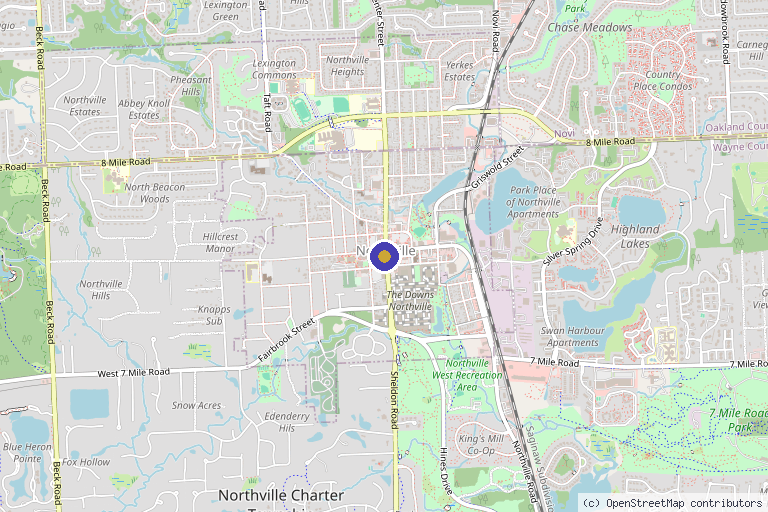 Map showing the location of Ajeless Health and Medical Spa in Northville, MI