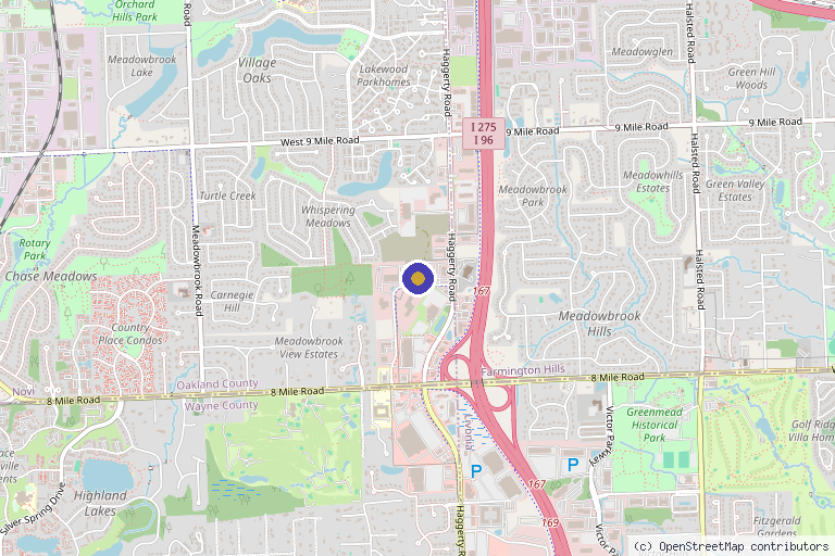 Map showing the location of On Point Spa in Novi, MI