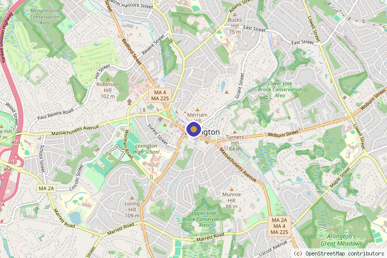 Map showing the location of Stellar Medical Aesthetics in Lexington, MA