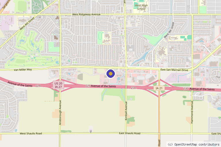 Map showing the location of Evolve Aesthetics and Regenerative Medicine in Waterloo, IA