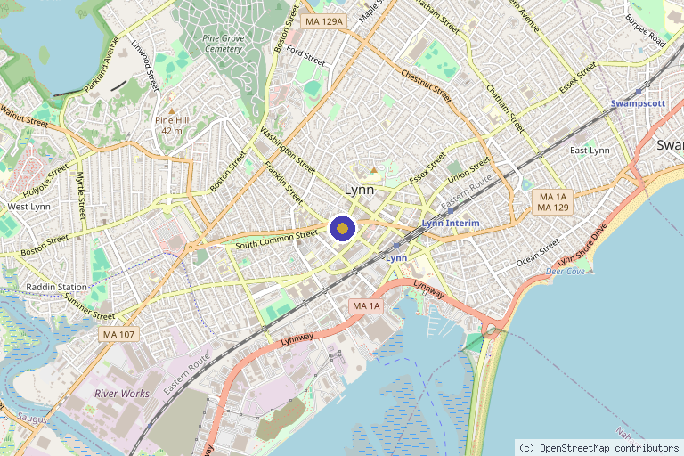 Map showing the location of Advance Physical Therapy & Sport Rehab in Lynn, MA