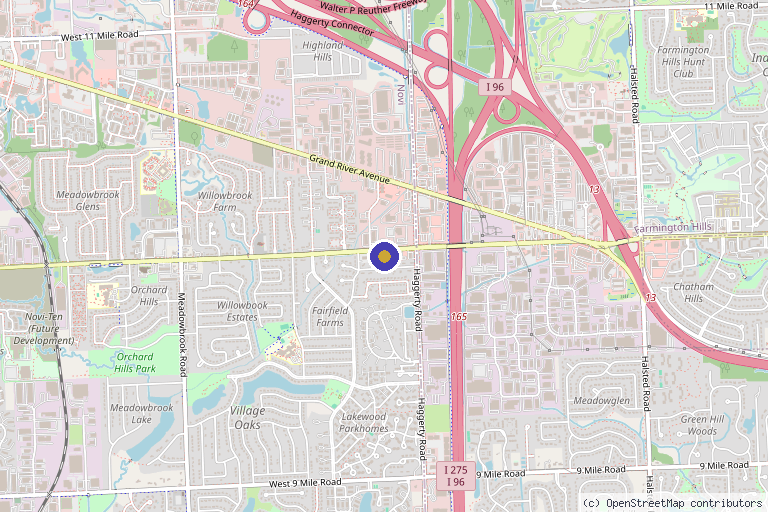Map showing the location of PrimeCare Spa in Novi, MI