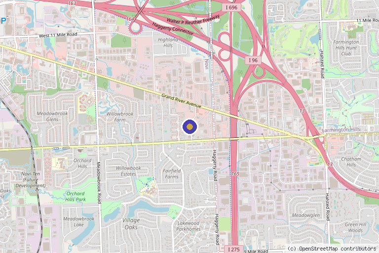 Map showing the location of Synergy Longevity Centers in Novi, MI