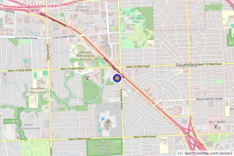 Map showing the location of Clinic For Him in Southfield, MI