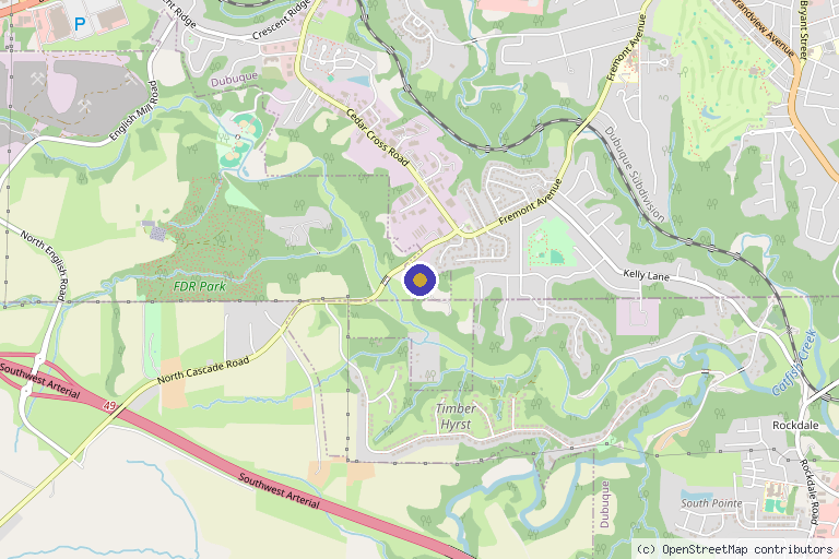 Map showing the location of Physical Therapy Solutions - Dubuque in Dubuque, IA