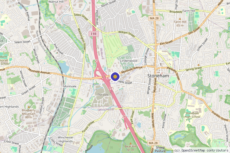 Map showing the location of Boston Prolotherapy & Orthopedics in Stoneham, MA