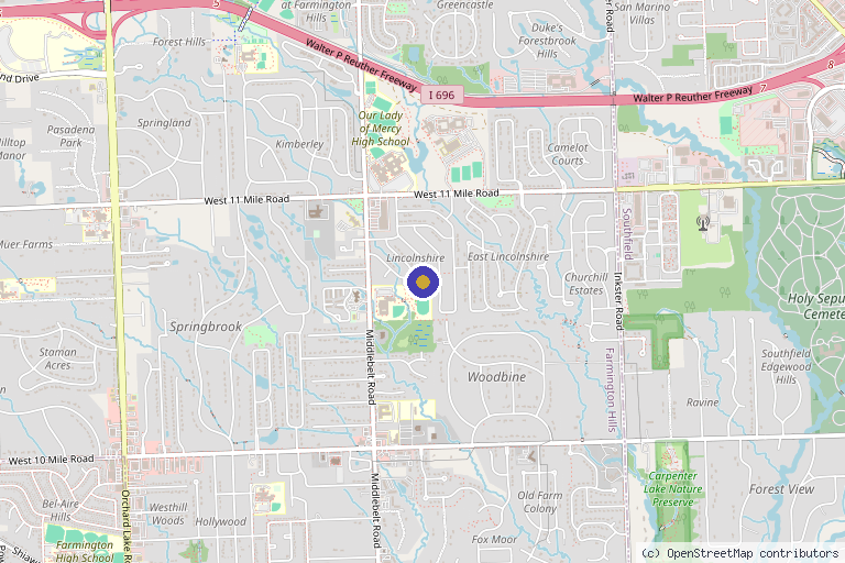 Map showing the location of Hibiscus MedSpa in Farmington Hills, MI