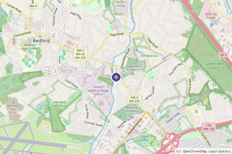 Map showing the location of The DRIPBaR Bedford in Bedford, MA