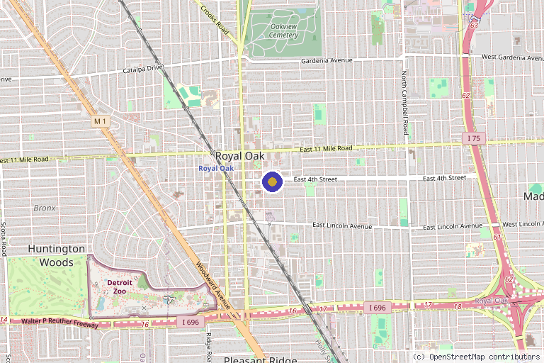 Map showing the location of Aesthetic Beauty By Serena PA-C in Royal Oak, MI
