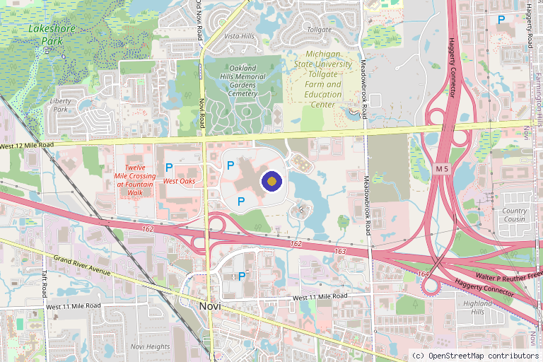 Map showing the location of Body and Soul Medical and Holistic Spa in Novi, MI