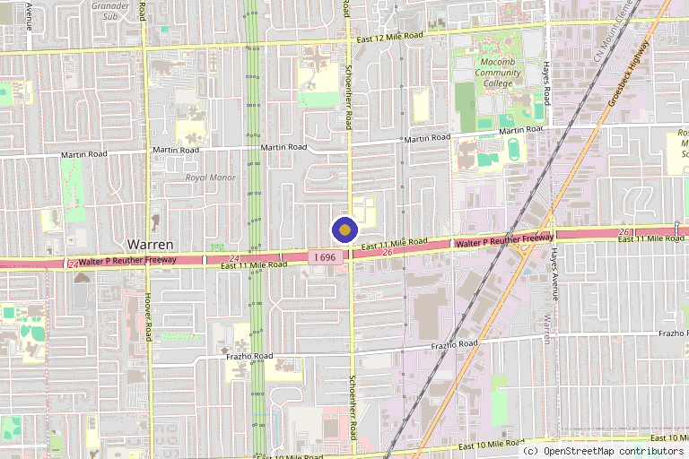 Map showing the location of Michigan Advanced Pain & Spine in Warren, MI