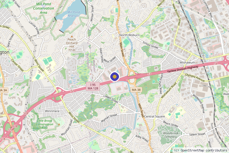 Map showing the location of Age-less Weigh-less in Woburn, MA