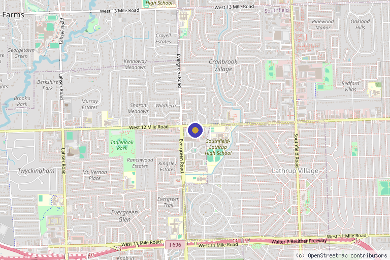 Map showing the location of Elivate Wellness + Aesthetics in Southfield, MI