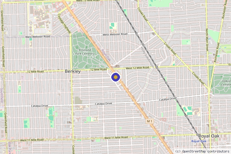Map showing the location of Mosaic Luxury Medical Spa in Berkley, MI