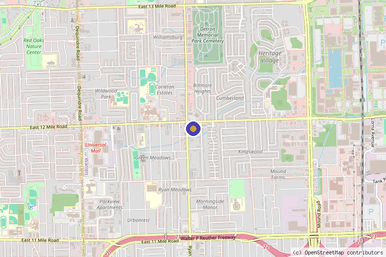 Map showing the location of ZI Bloom Aesthetics in Warren, MI