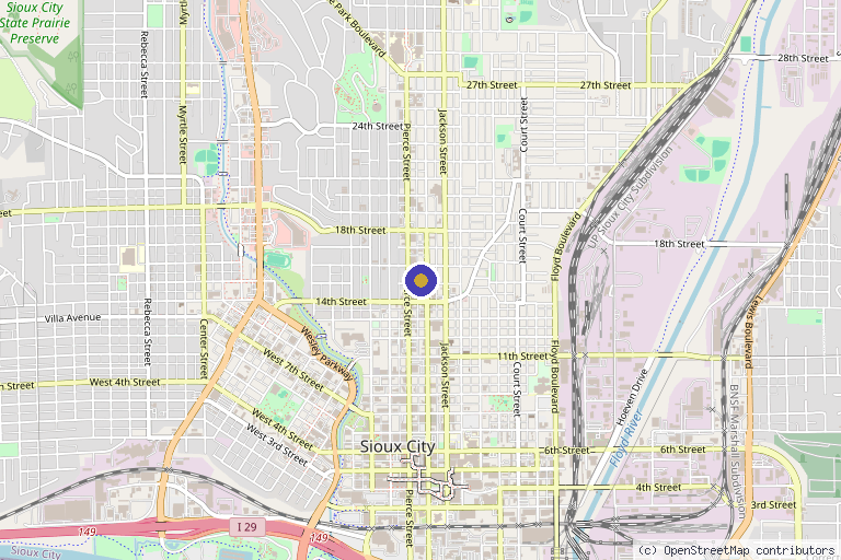 Map showing the location of The BAC Clinic of Chiropractic and Spine Rehabilitation in Sioux City, IA