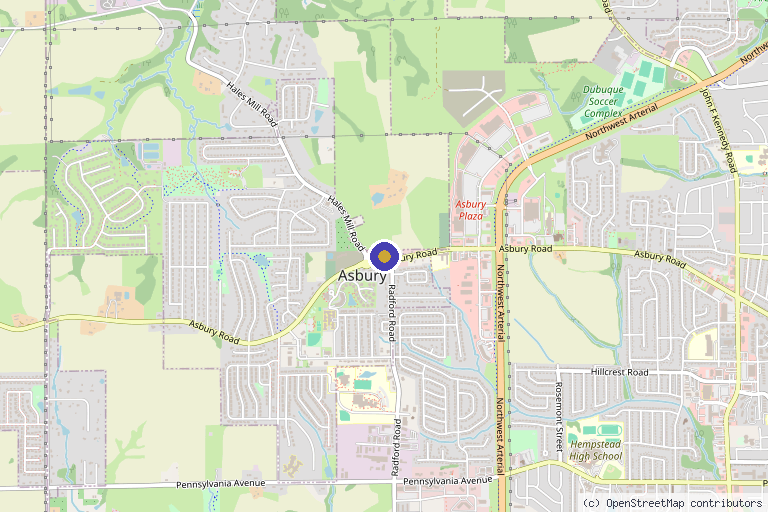 Map showing the location of MIRA Aesthetics + Wellness in Asbury, IA