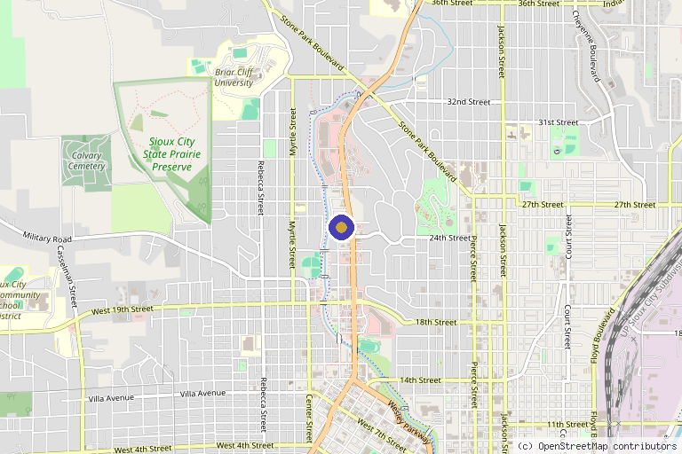 Map showing the location of Lace & Needle in Sioux City, IA
