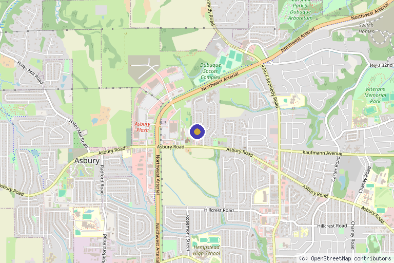 Map showing the location of Advanced Wellness Center, PC in Dubuque, IA