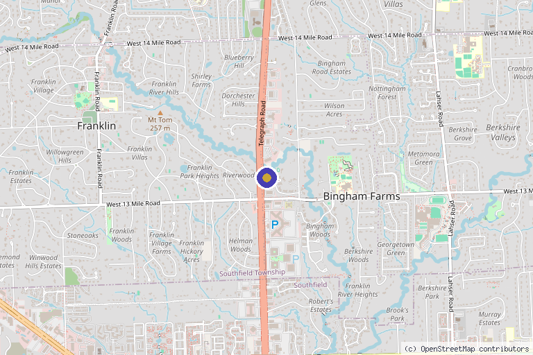 Map showing the location of FACE Skincare Medical Wellness in Bingham Farms, MI