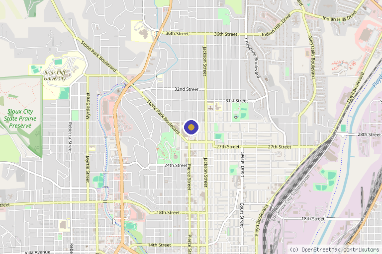 Map showing the location of Siouxland Adult Medicine in Sioux City, IA