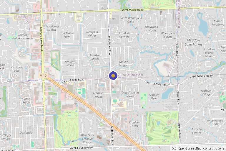 Map showing the location of ZenX Body and Skin in West Bloomfield Township, MI