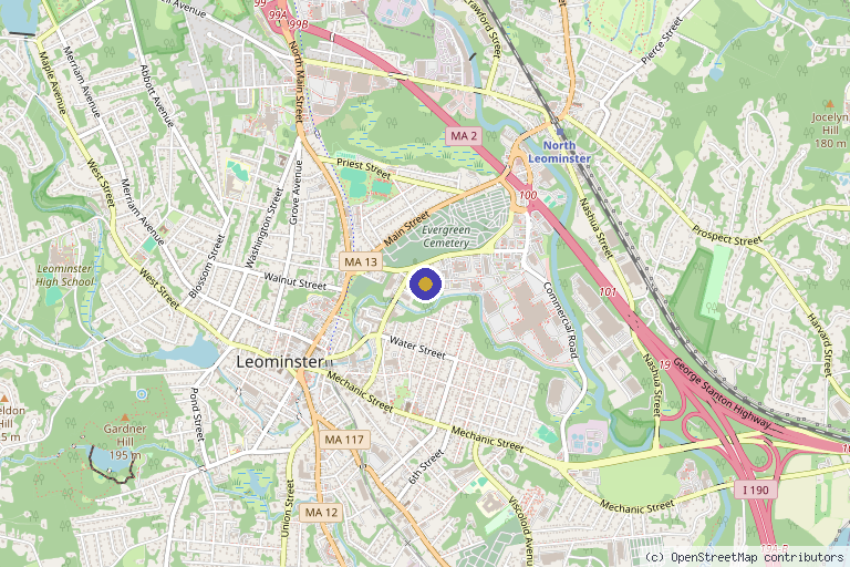 Map showing the location of Maragal Medical in Leominster, MA
