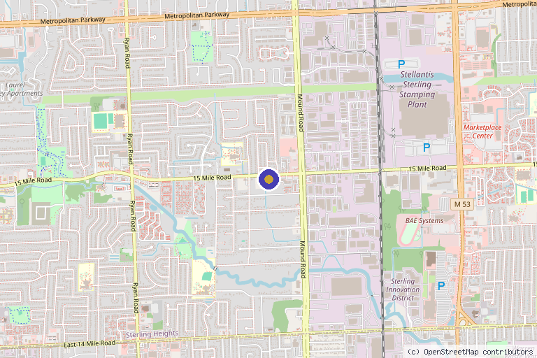 Map showing the location of Specialty Physical Therapy in Sterling Heights, MI
