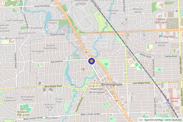 Map showing the location of The Art of Regenerative Medicine in Birmingham, MI