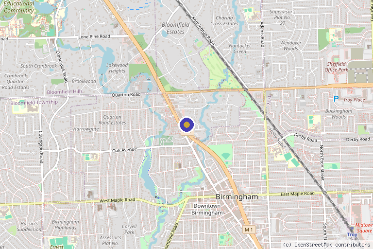 Map showing the location of Sirene Med Spa and Wellness in Bloomfield Hills, MI