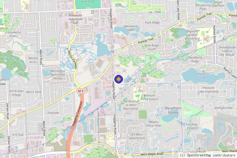 Map showing the location of Encompass Healthcare and Wound Medicine in West Bloomfield Township, MI