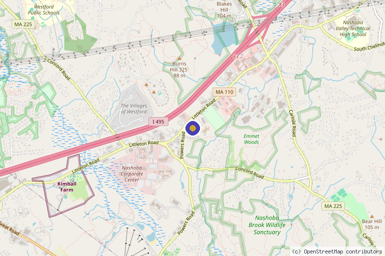 Map showing the location of Rejuv Care (Center for Anti-Aging and Regenerative Esthetics) in Westford, MA