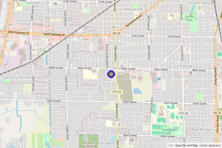 Map showing the location of Empower Mental Health and Wellness Clinic in Kenosha, WI