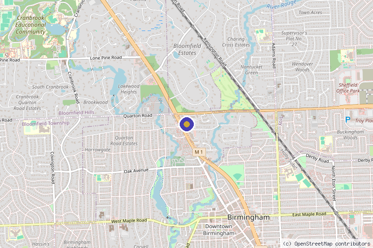 Map showing the location of Honet Dermatology and Cosmetic in Bloomfield Hills, MI