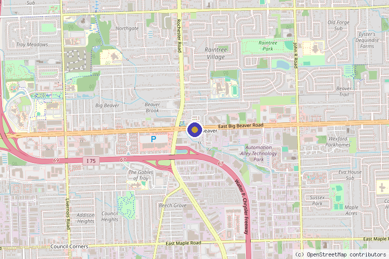 Map showing the location of Biomatrix Orthopedics in Troy, MI