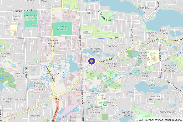 Map showing the location of Emmanuel Skinscience in West Bloomfield Township, MI