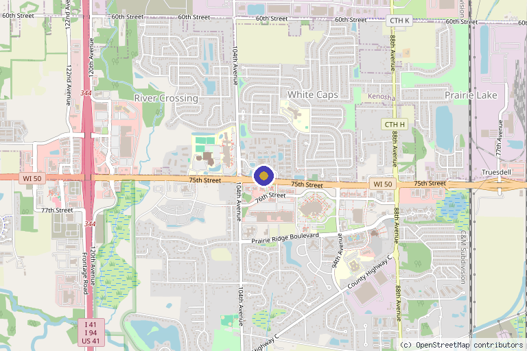 Map showing the location of Dino Tsoulfas, MD in Kenosha, WI